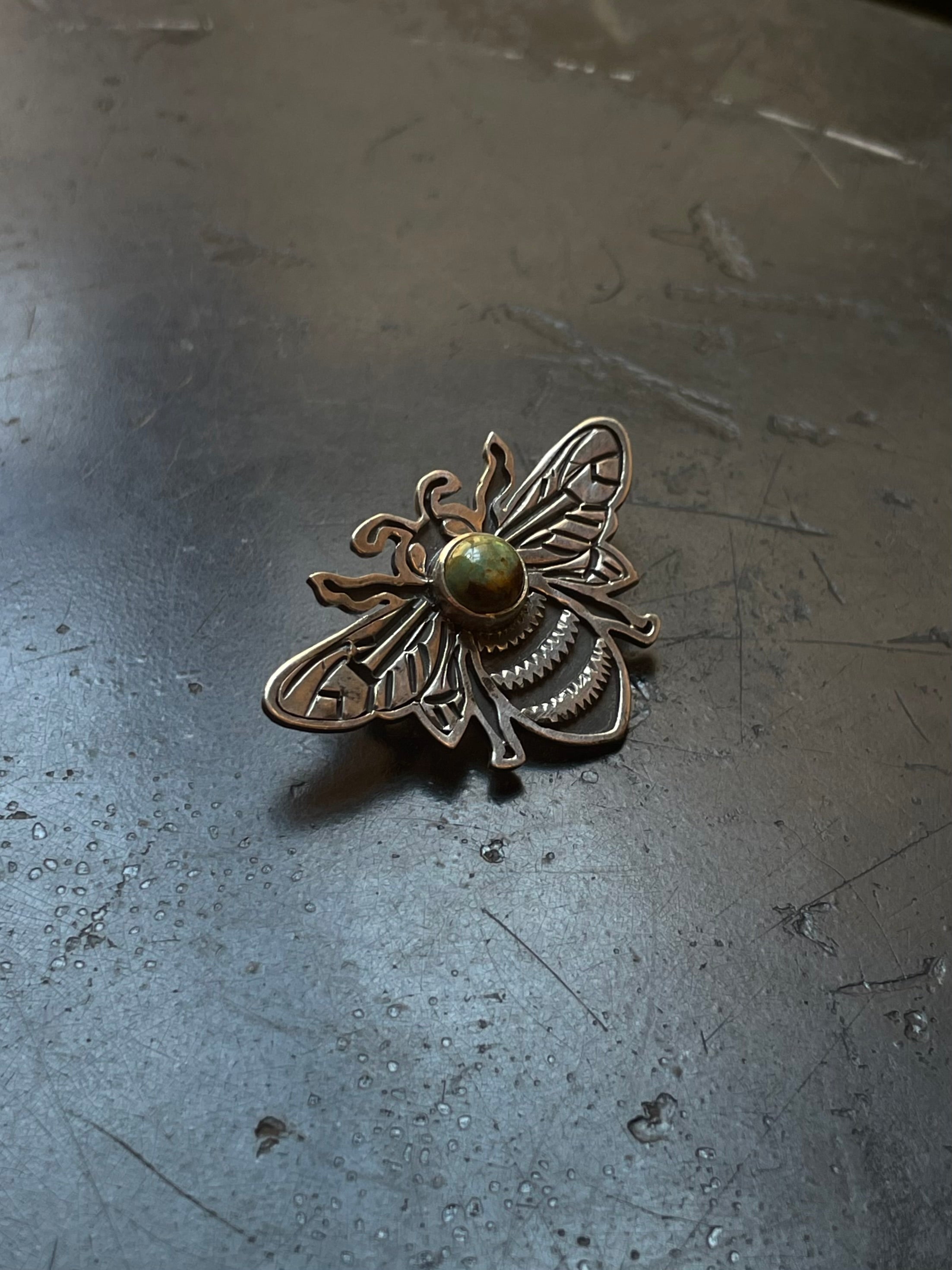 Kingman Turquoise Bumblebee Brooch | 925 Sterling Silver G629