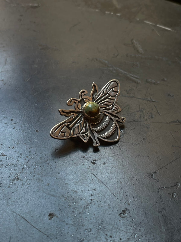 Kingman Turquoise Bumblebee Brooch | 925 Sterling Silver G629