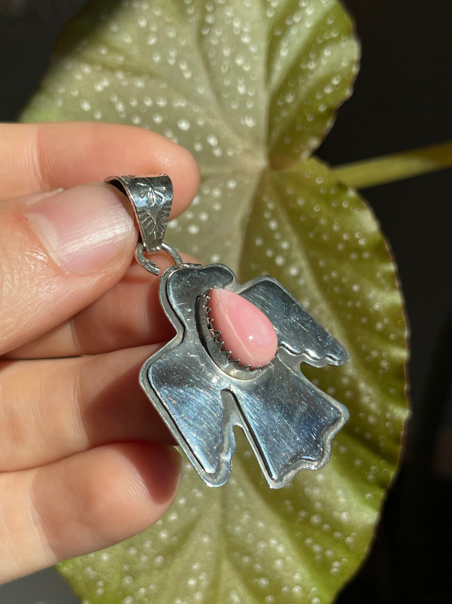 Pink Conch Thunderbird Pendant | Sterling Silver 925 B842