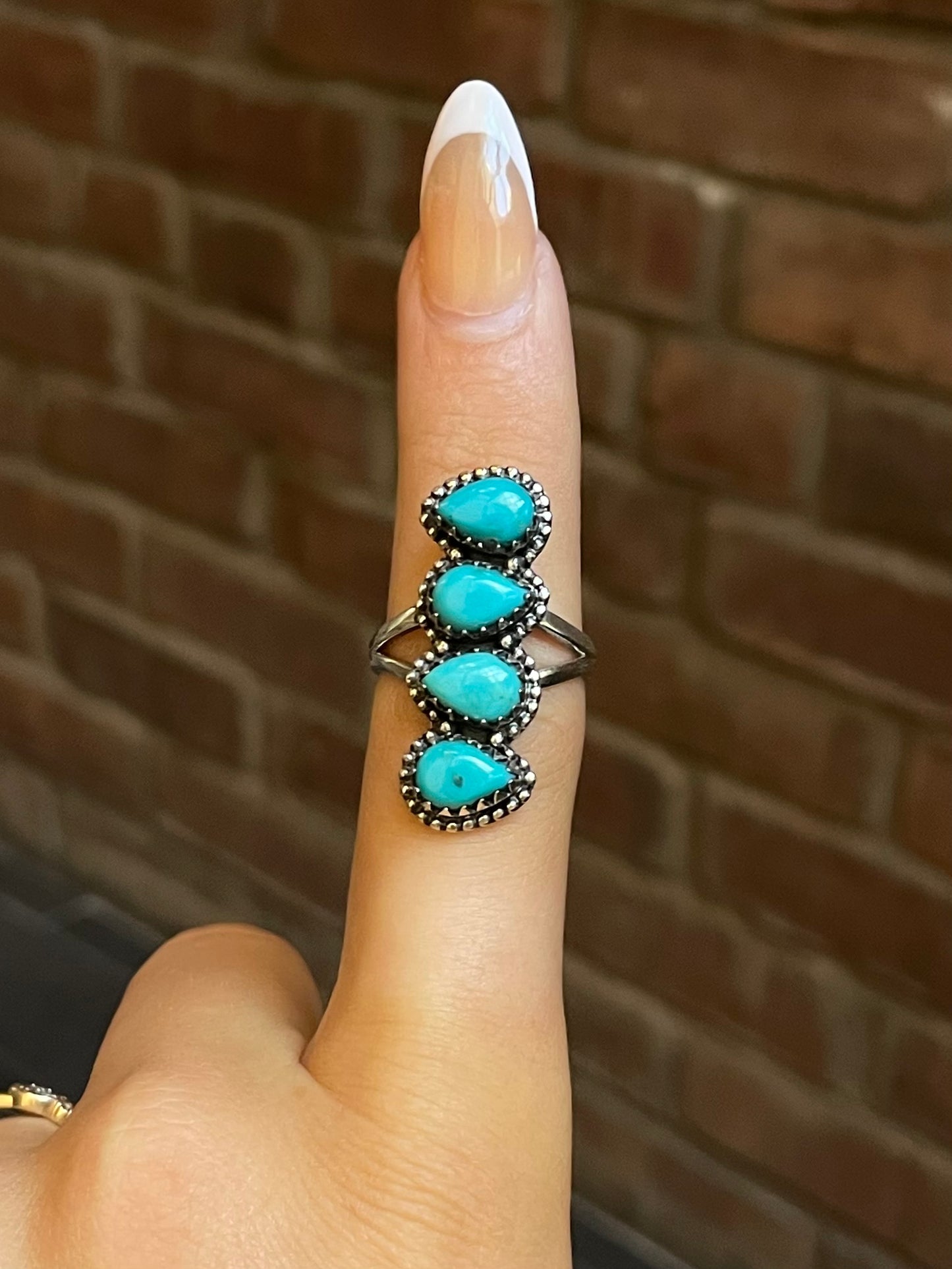 Turquoise Teardrop Ring Size 8| Sterling Silver E890