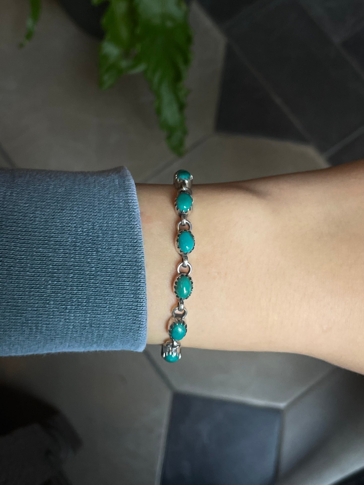 Turquoise Bracelet | 925 Sterling Silver Link Bracelet E551