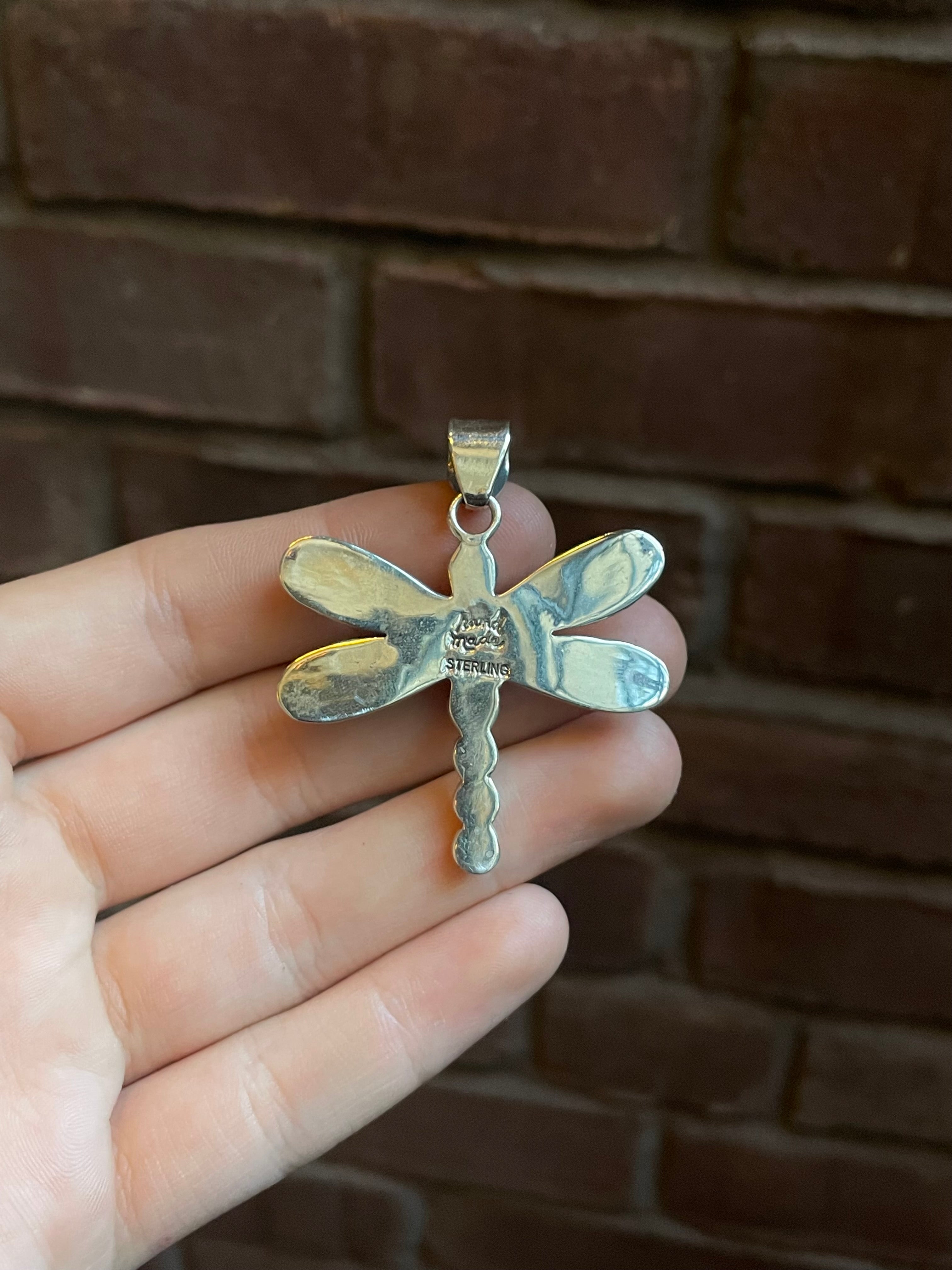 Pink Conch Dragonfly Pendant | Sterling Silver 925 C775