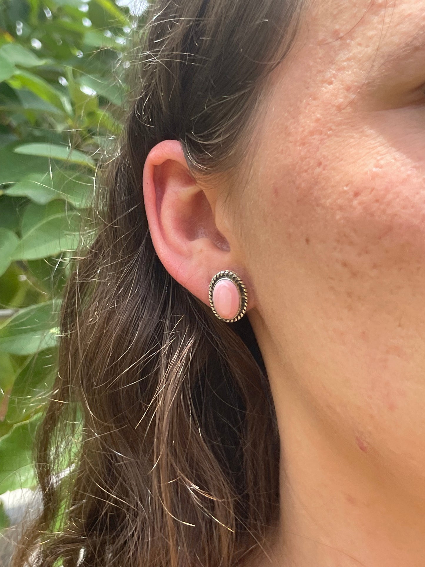 Pink Conch Stud Earrings | 925 Sterling Silver D194