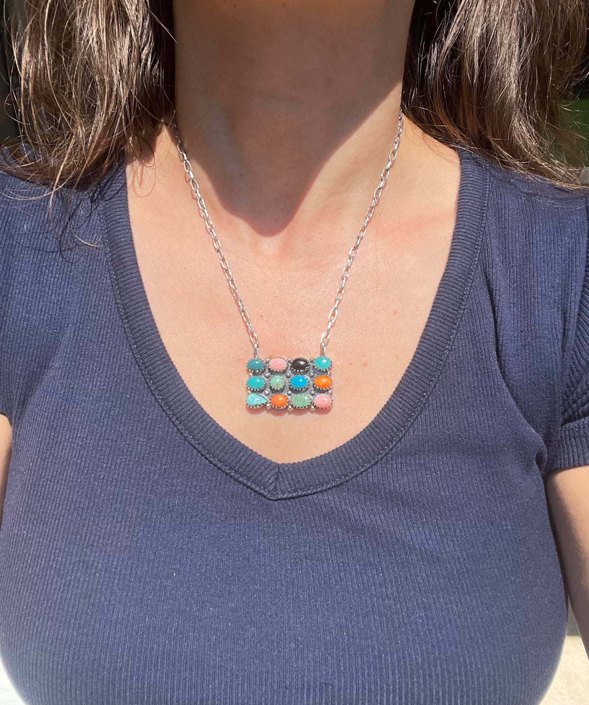 Multistone Bar Necklace | 925 Sterling Silver Z39