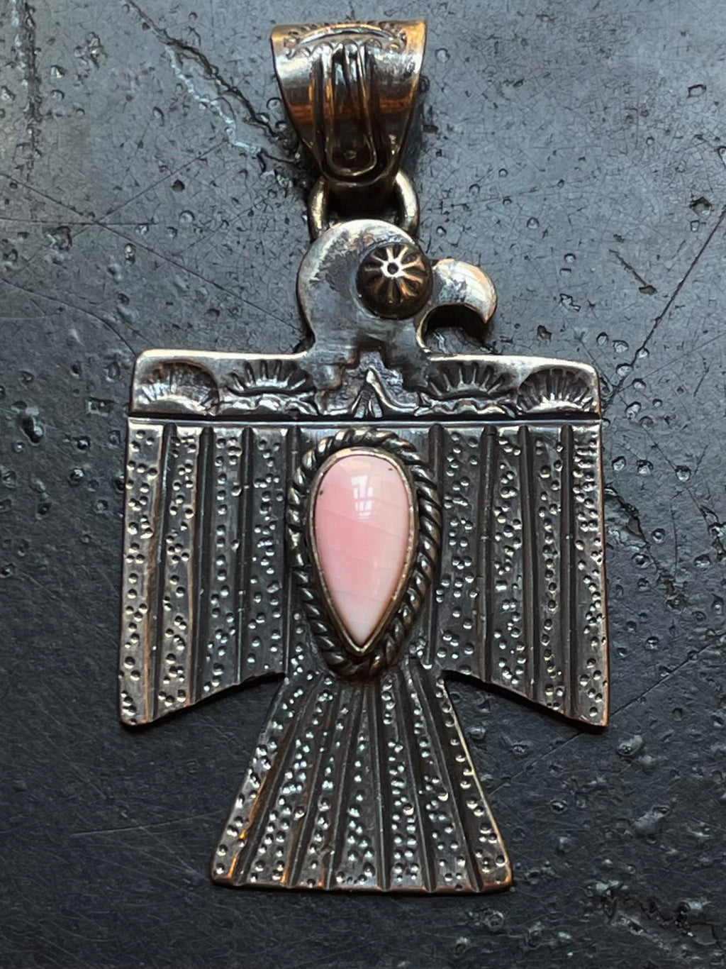 Pink Conch Thunderbird Pendant | Sterling Silver G451
