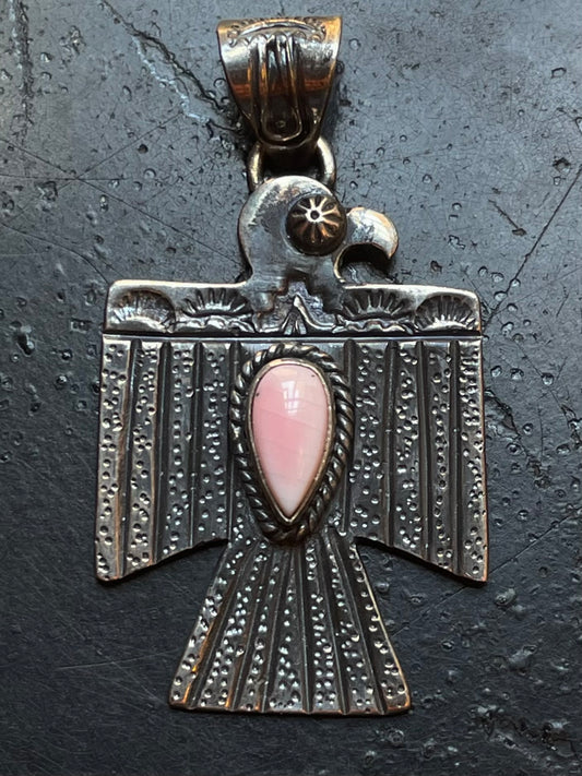 Pink Conch Thunderbird Pendant | Sterling Silver G451