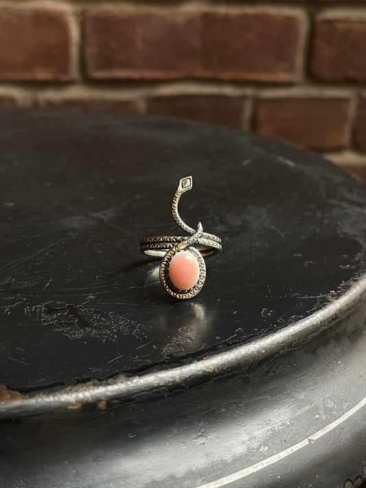 Pink Conch Snake Ring Size 10.5| 925 Sterling Silver C947
