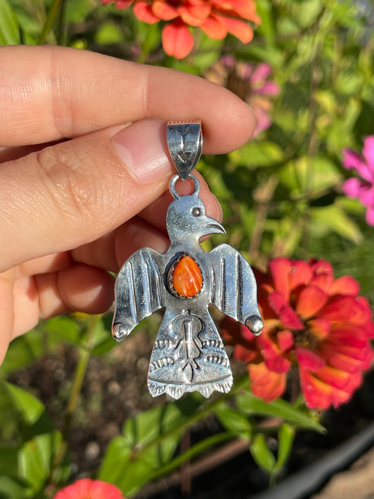 Spiny Oyster Thunderbird Pendant | Sterling Silver 925 B487