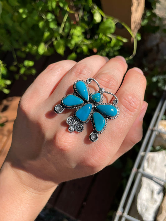 Turquoise Butterfly Ring | 925 Sterling Silver | Size 7 Z2