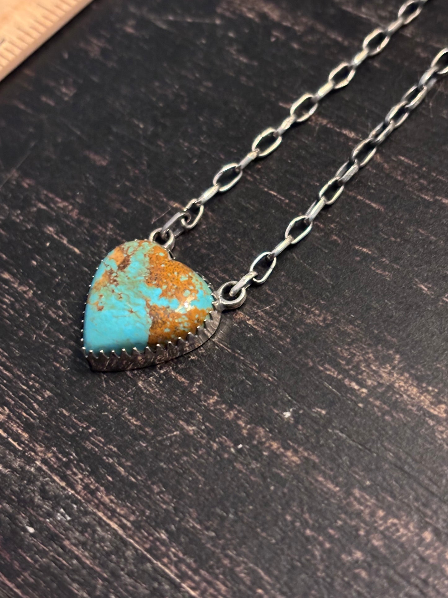 Turquoise Heart Necklace | Sterling Silver Southwestern Style A089