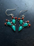 Turquoise Italian Coral Hook Earrings | Sterling Silver E651