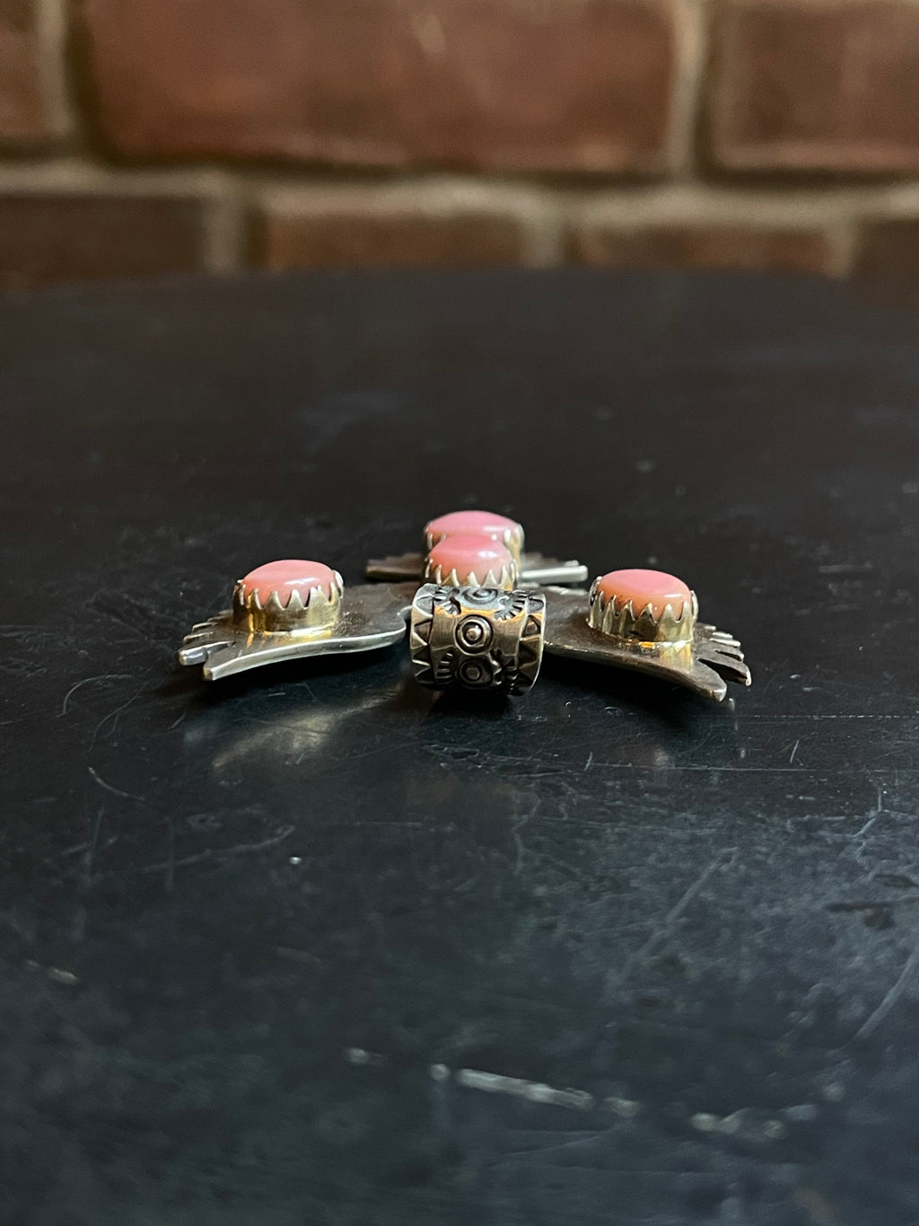 Pink Conch Thunderbird Pendant | Sterling Silver E926