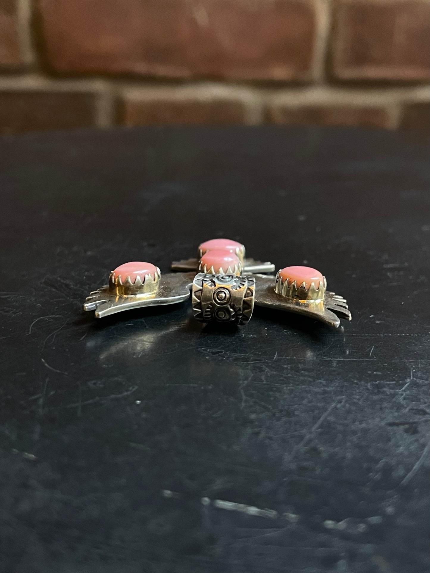 Pink Conch Thunderbird Pendant | Sterling Silver E926