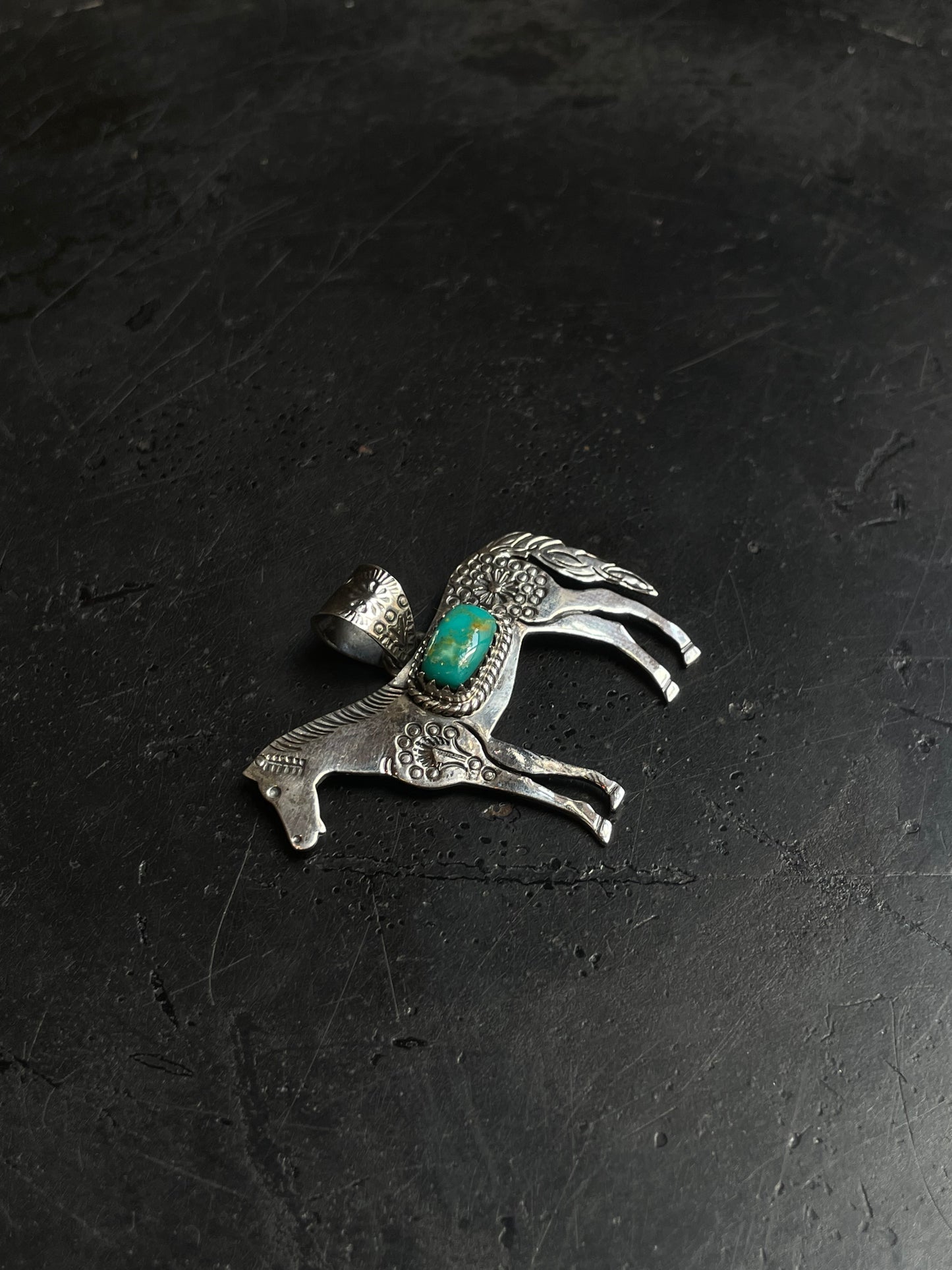 Kingman Turquoise Horse Pendant | 925 Sterling Silver E246