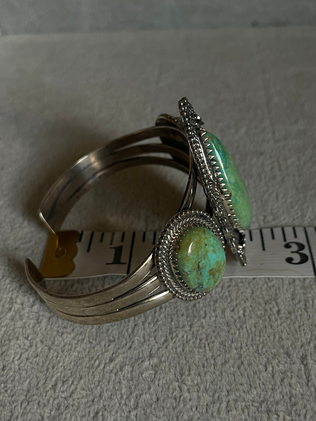 Turquoise Three Stone Cuff Bracelet | 925 Sterling Silver D255