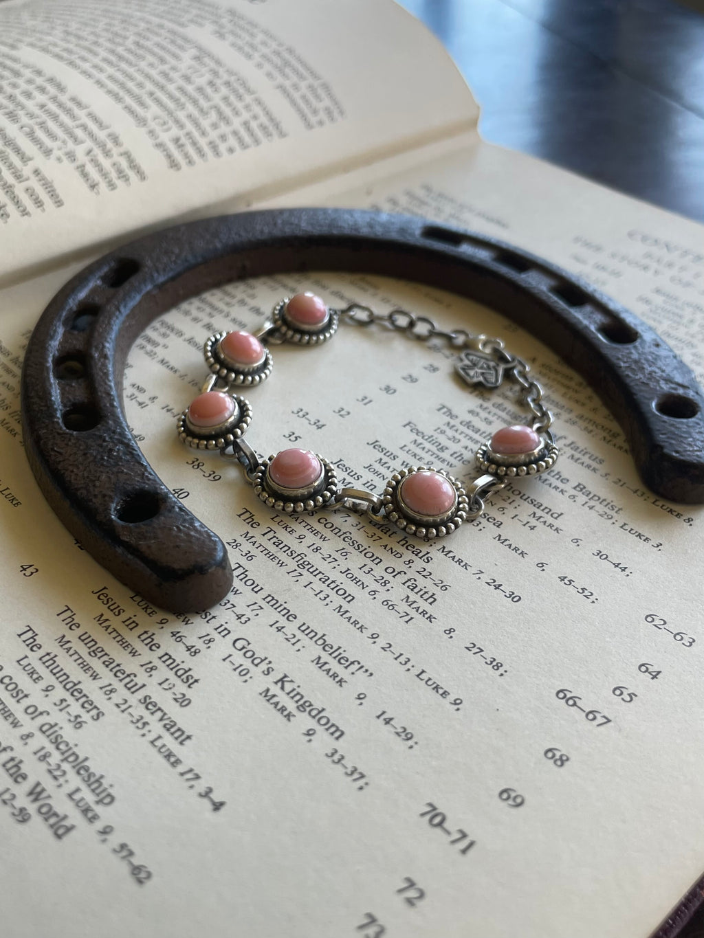 Pink Conch Link Bracelet | 925 Sterling Silver G729