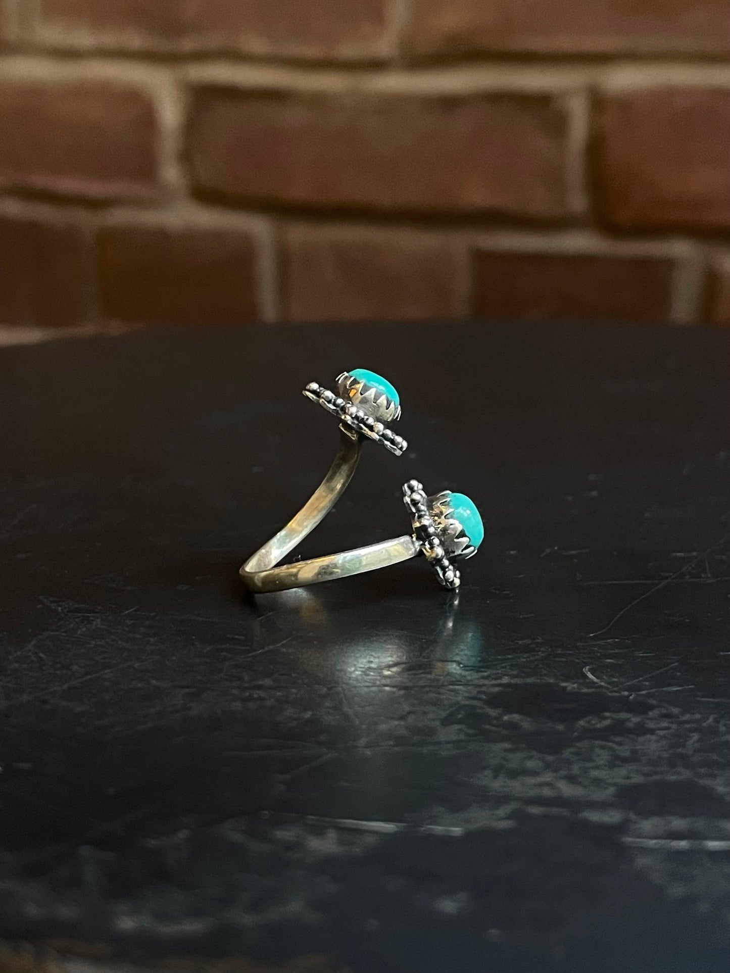 Turquoise Bypass Ring | 925 Sterling Silver Size 9 E486