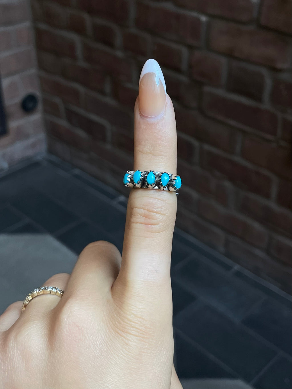 Kingman Turquoise Round Ring | Sterling Silver | Size 9 | A314