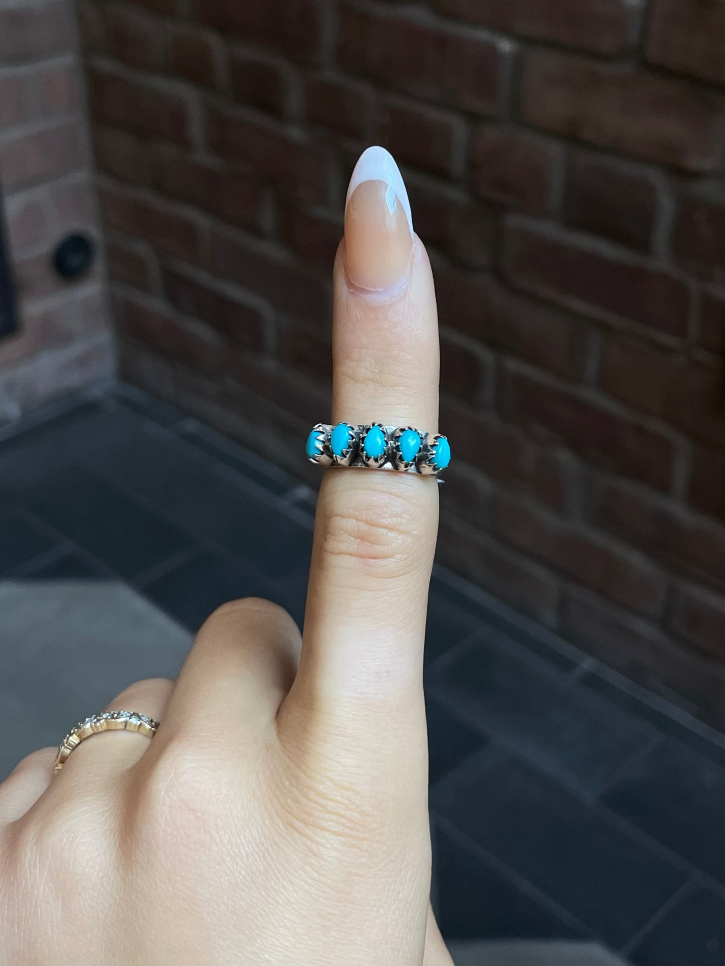 Kingman Turquoise Round Ring | Sterling Silver | Size 9 | A314