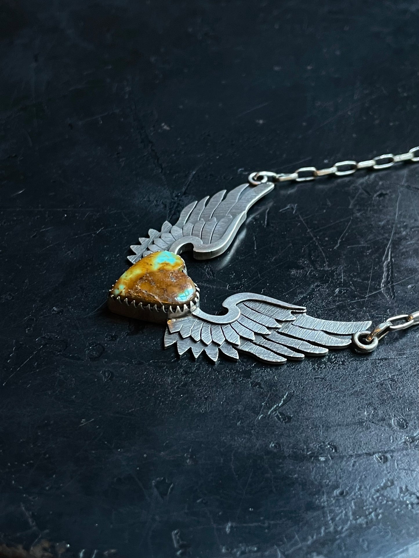 Kingman Wings Turquoise Necklace | 925 Sterling Silver E364
