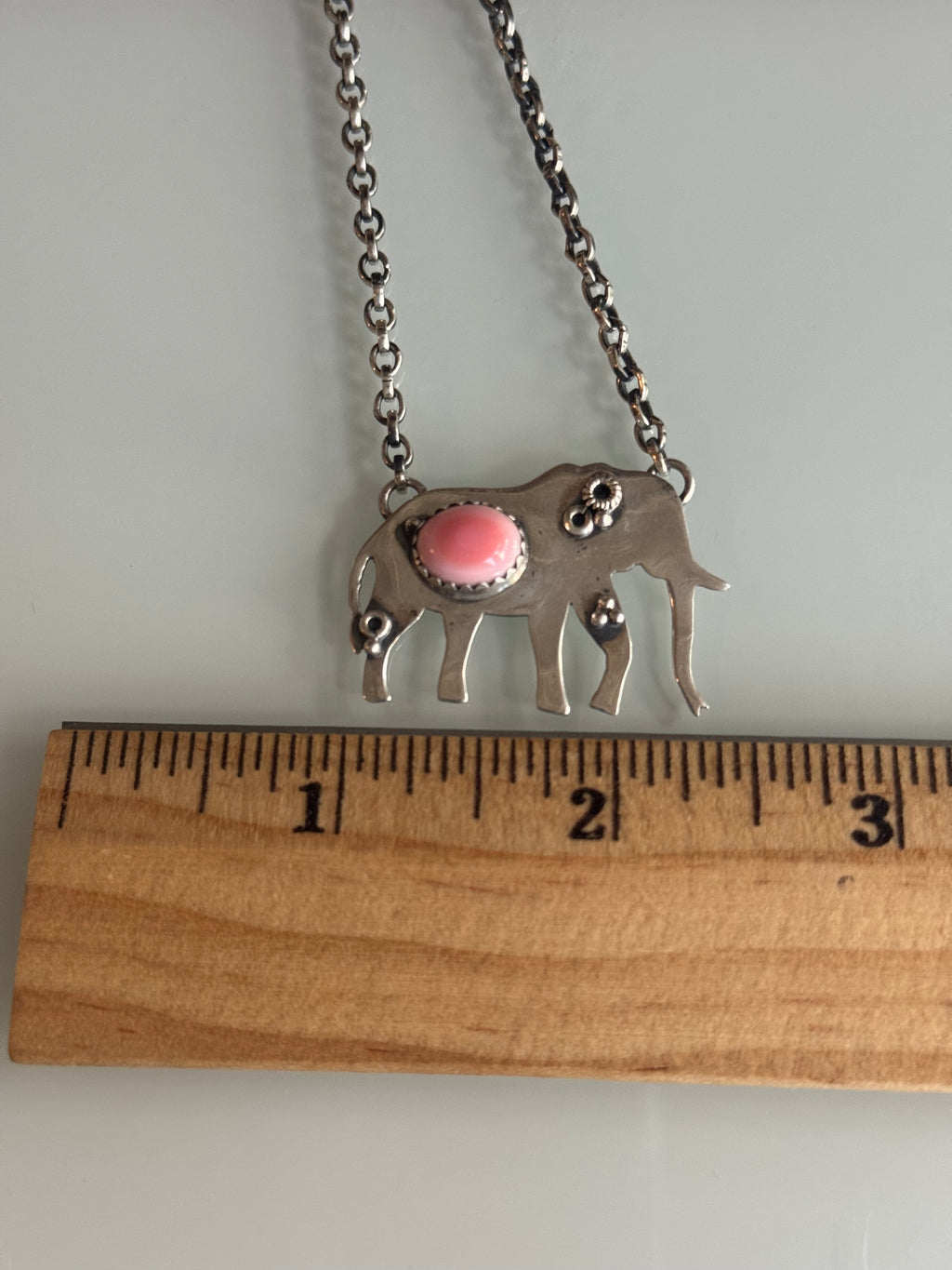 Pink Conch Elephant Necklace | Sterling Silver | 2.6 in | A872