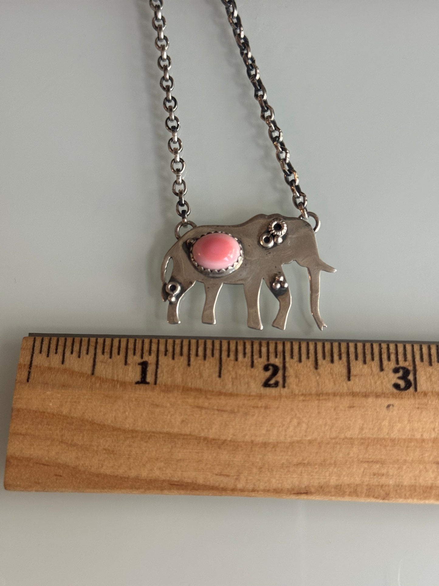 Pink Conch Elephant Necklace | Sterling Silver | 2.6 in | A872