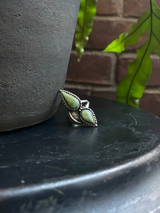 Kingman Turquoise Feather Ring Size 7 | 925 Sterling Silver C575