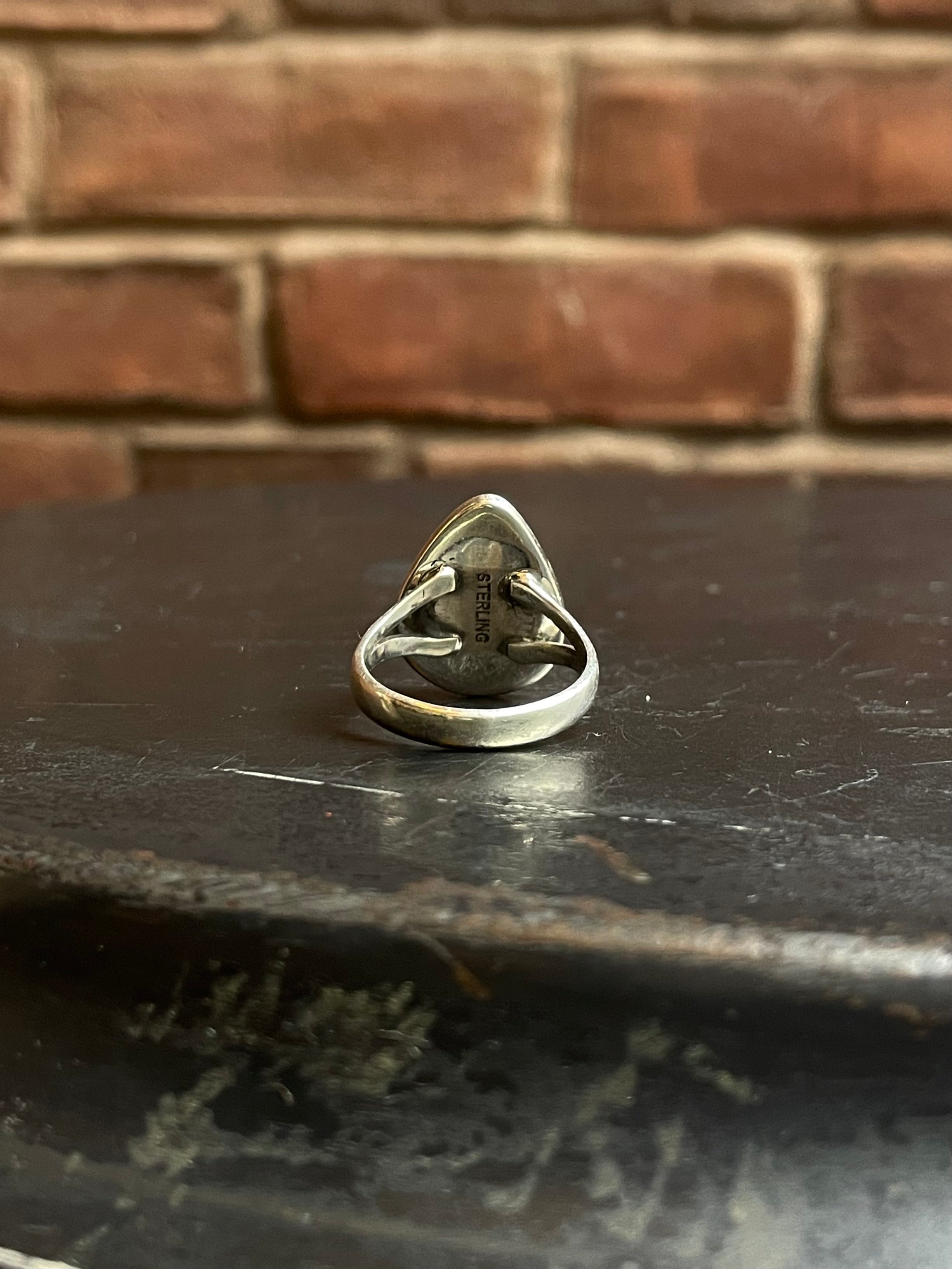 Turquoise Tear Drop Ring | 925 Sterling Silver Size 8.25 E451