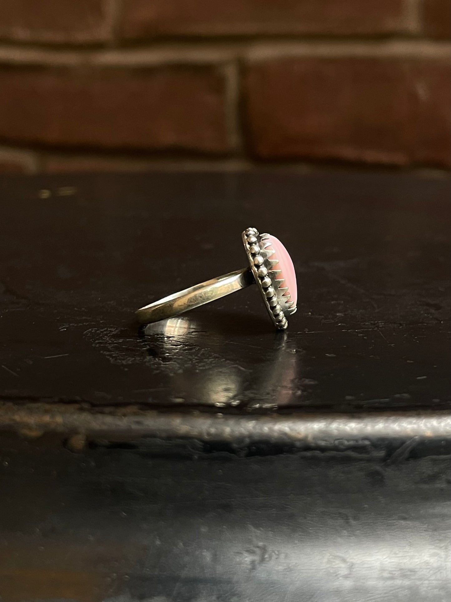 Pink Conch Heart Ring Size 8 | 925 Sterling Silver G143