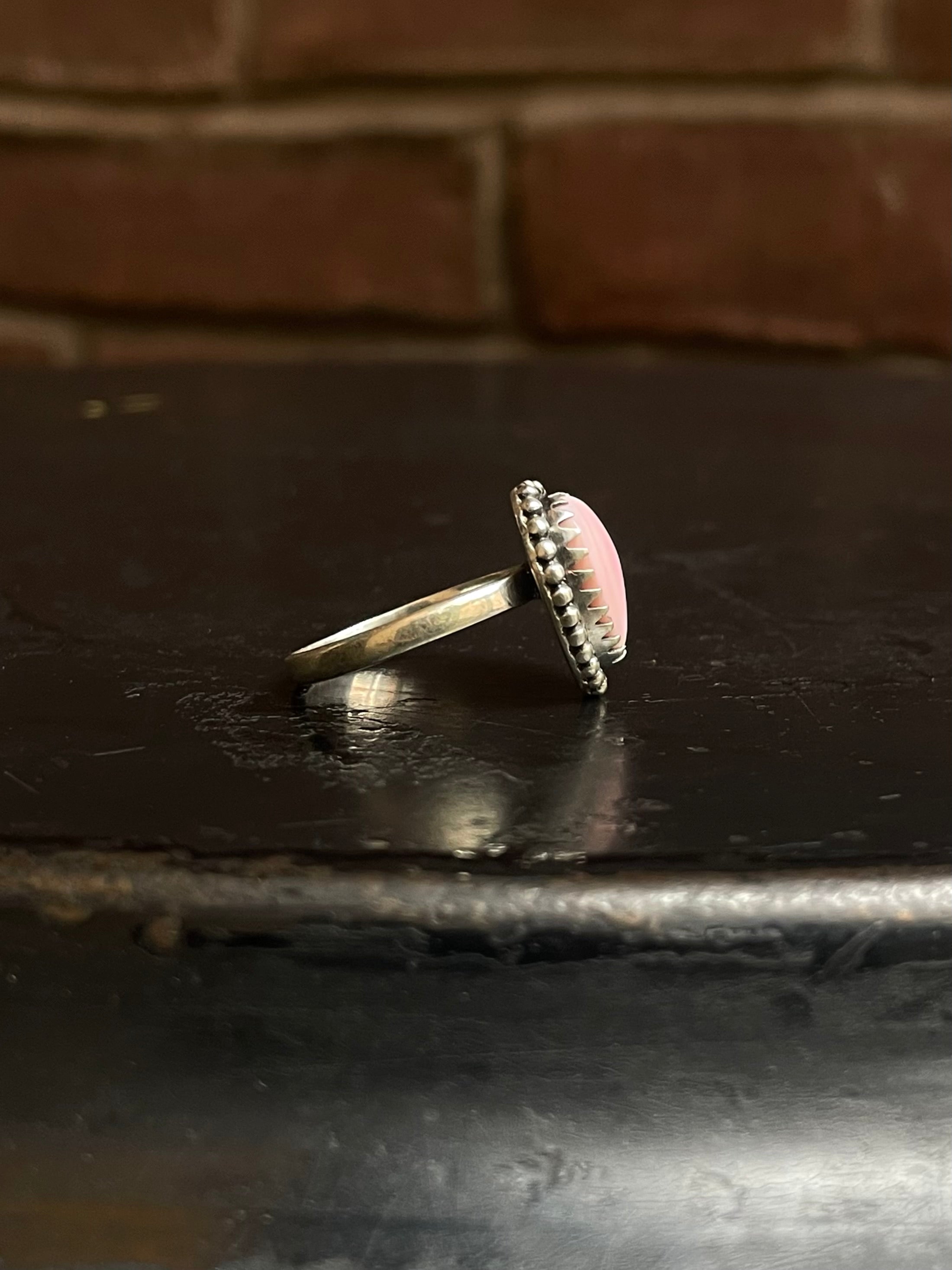Pink Conch Heart Ring Size 8 | 925 Sterling Silver G143