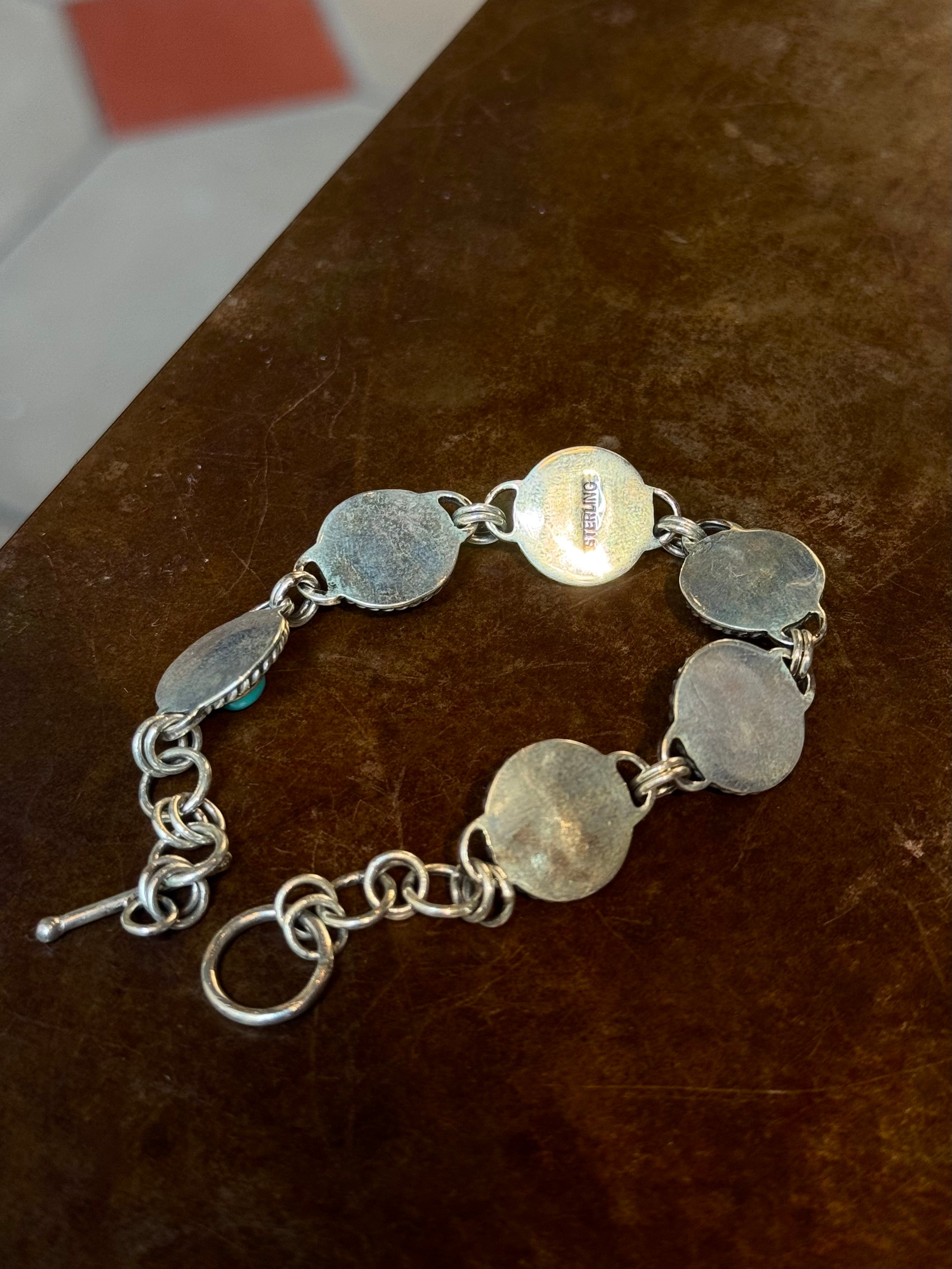 Kingman Turquoise Circle Bracelet | Sterling Silver | A868