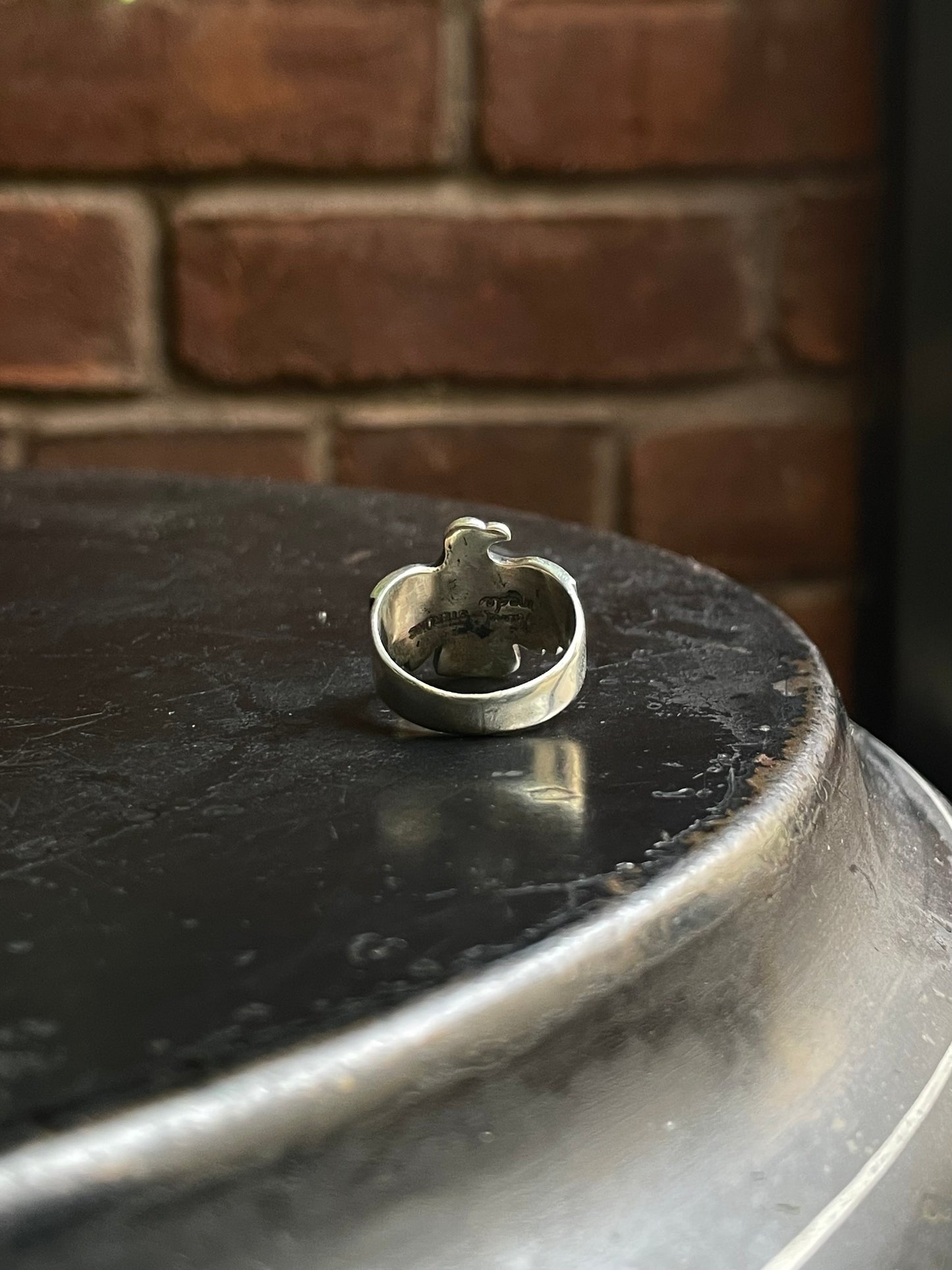 Kingman Turquoise Thunderbird Ring | 925 Sterling Silver | Size 8 E304