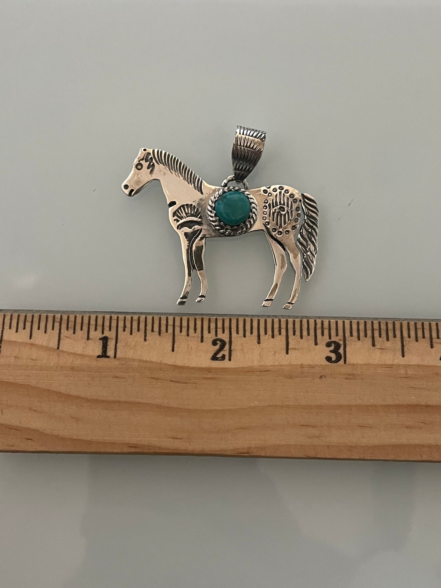 Kingman Turquoise Horse Pendant | 925 Sterling Silver E247