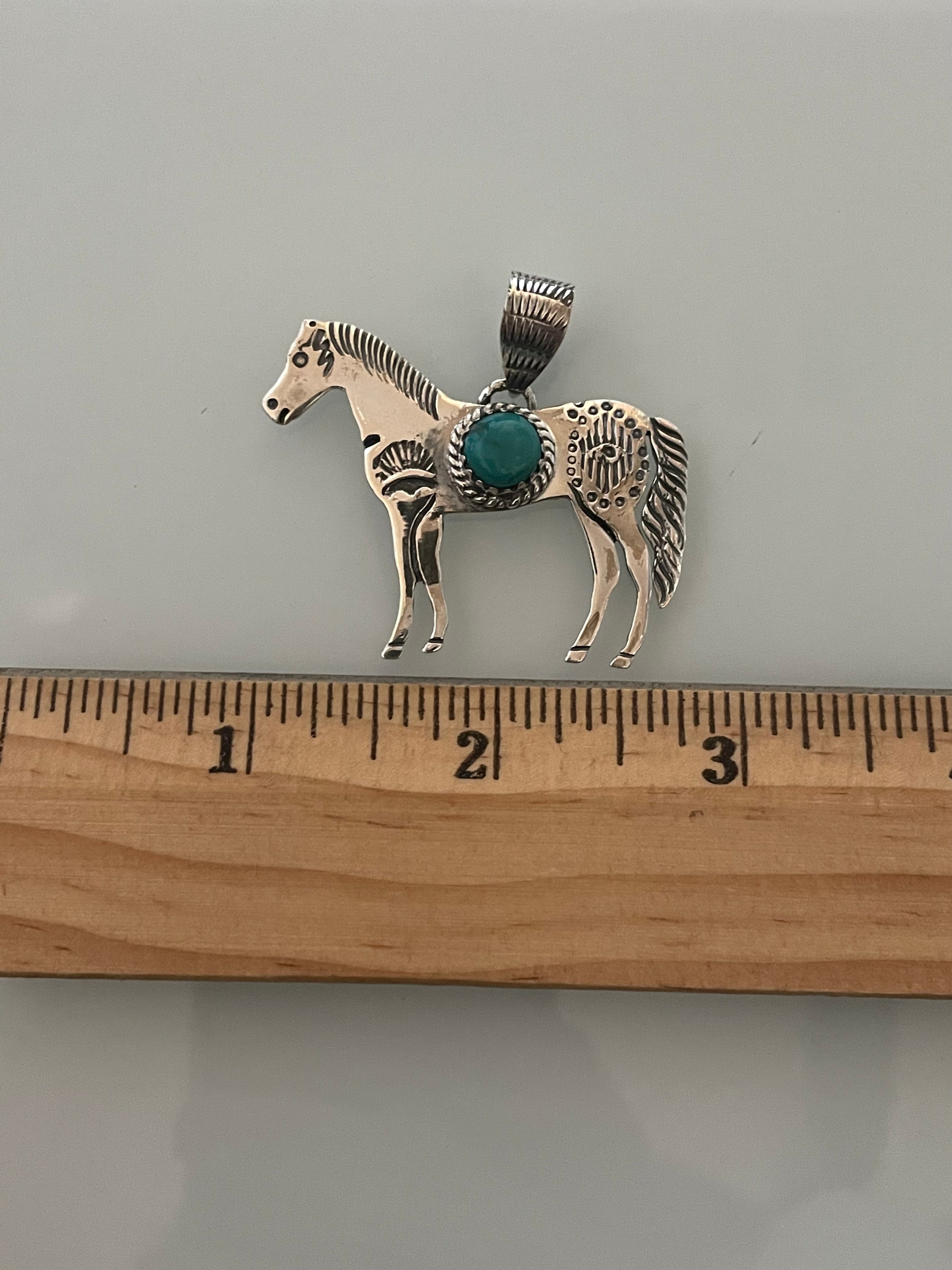 Kingman Turquoise Horse Pendant | 925 Sterling Silver E247