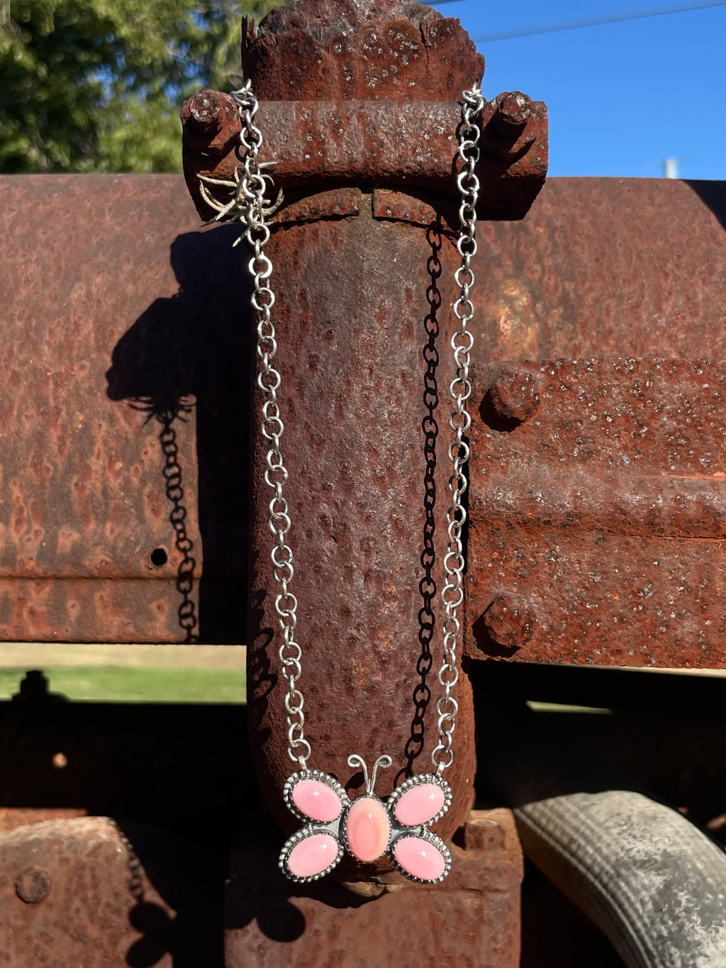 Pink Conch Butterfly Necklace | Sterling Silver E827