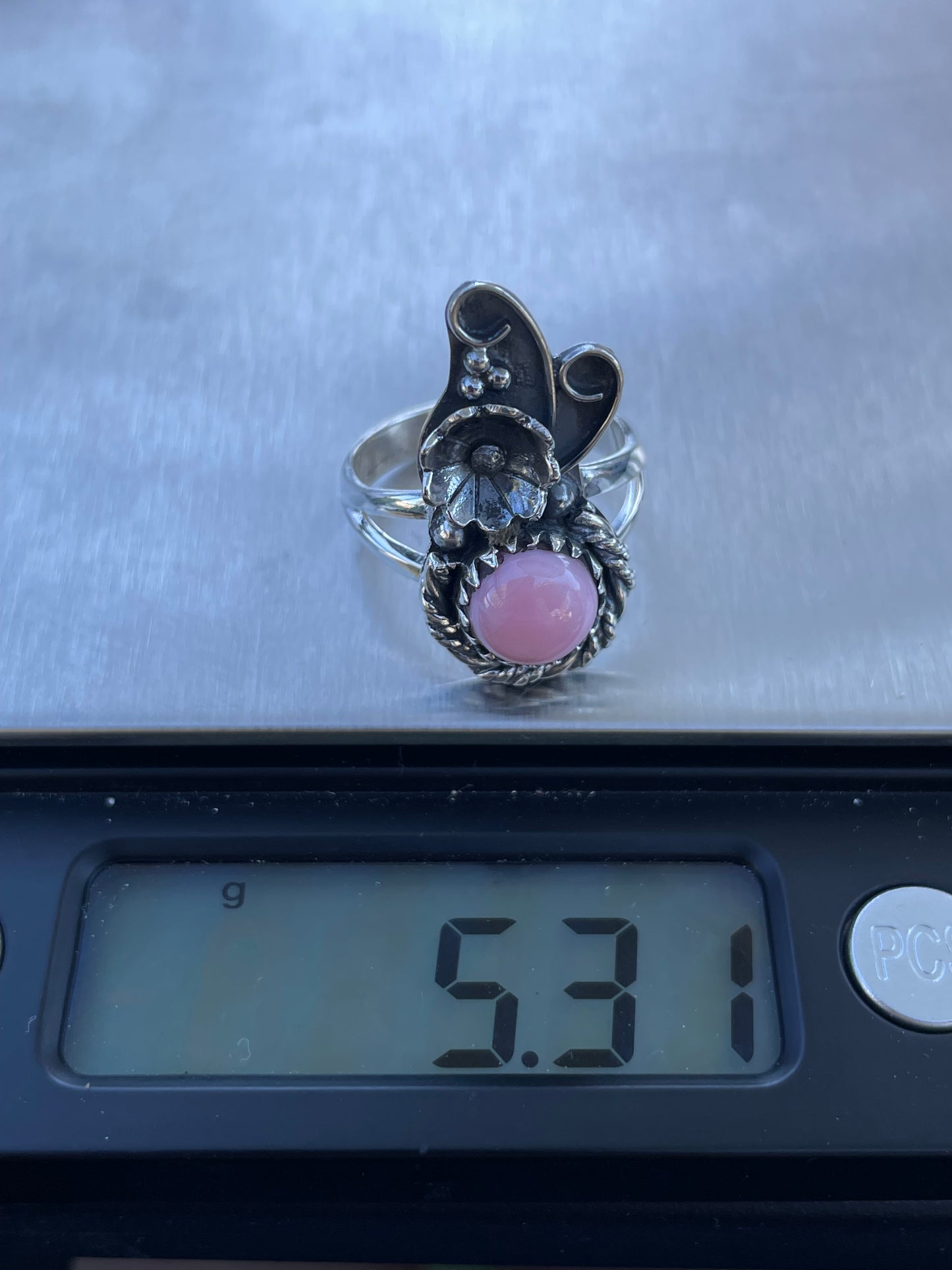 Pink Conch Leaf Ring | 925 Sterling Silver | Size 7.5 B291