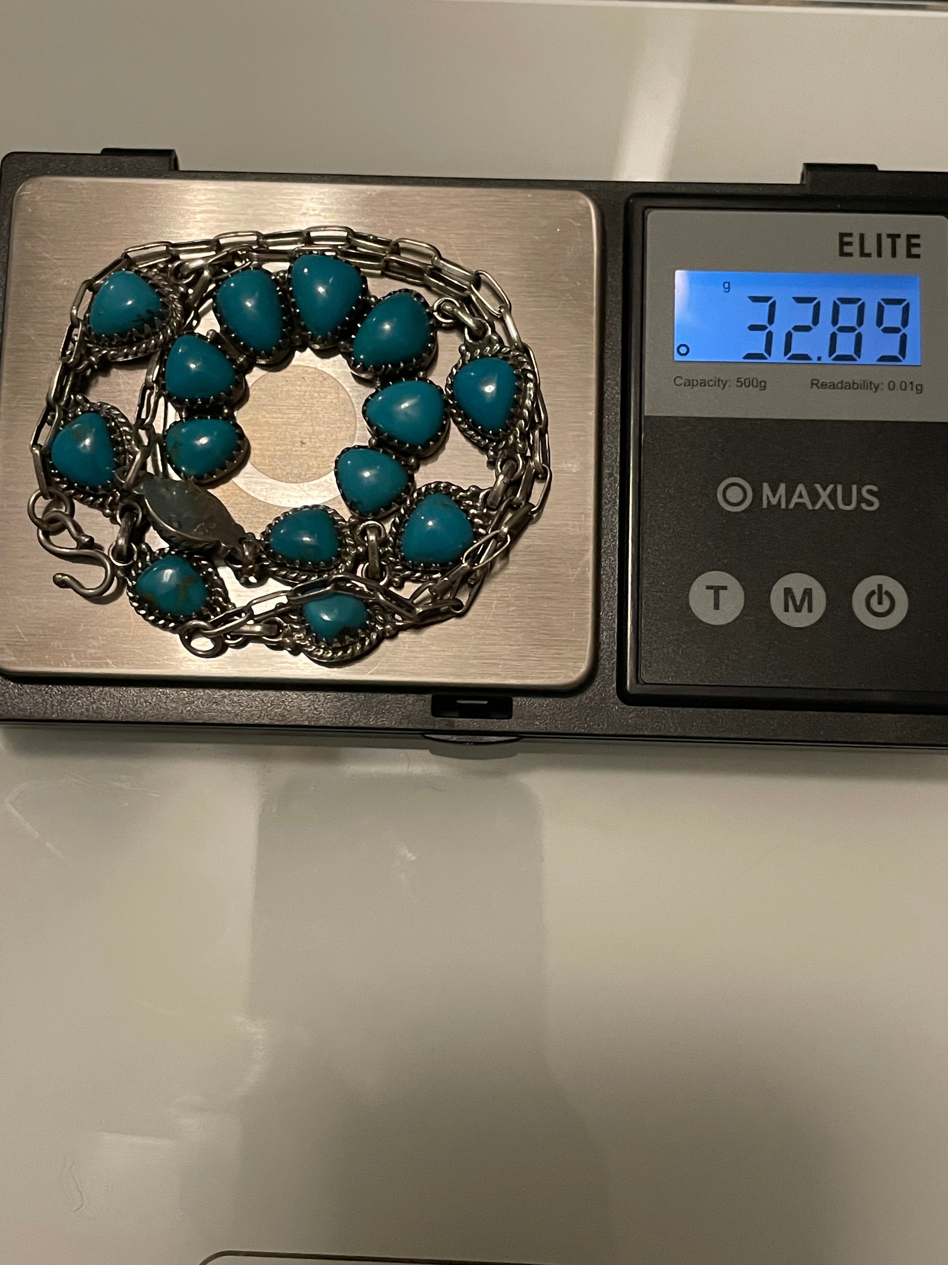 Kingman Turquoise Naja Necklace | 925 Sterling Silver G405
