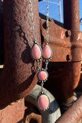 Pink Conch Lariat Necklace | Graduated Oval Stations | 925 Silver E574