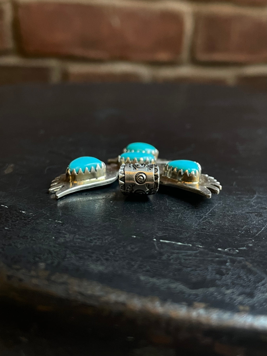 Kingman Turquoise Thunderbird Pendant | Sterling Silver E931