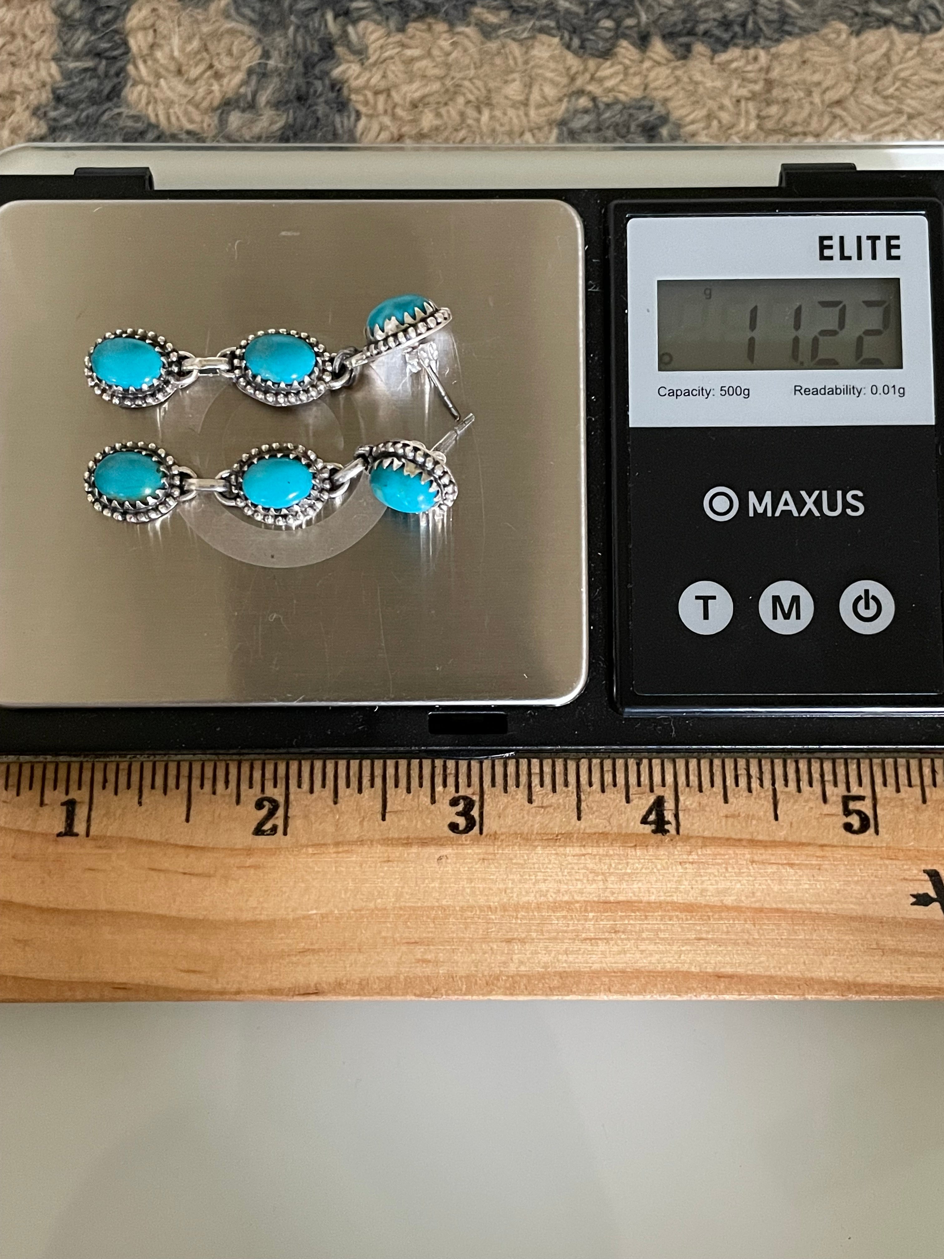 Kingman Turquoise Stud Earrings | 925 Sterling Silver G633