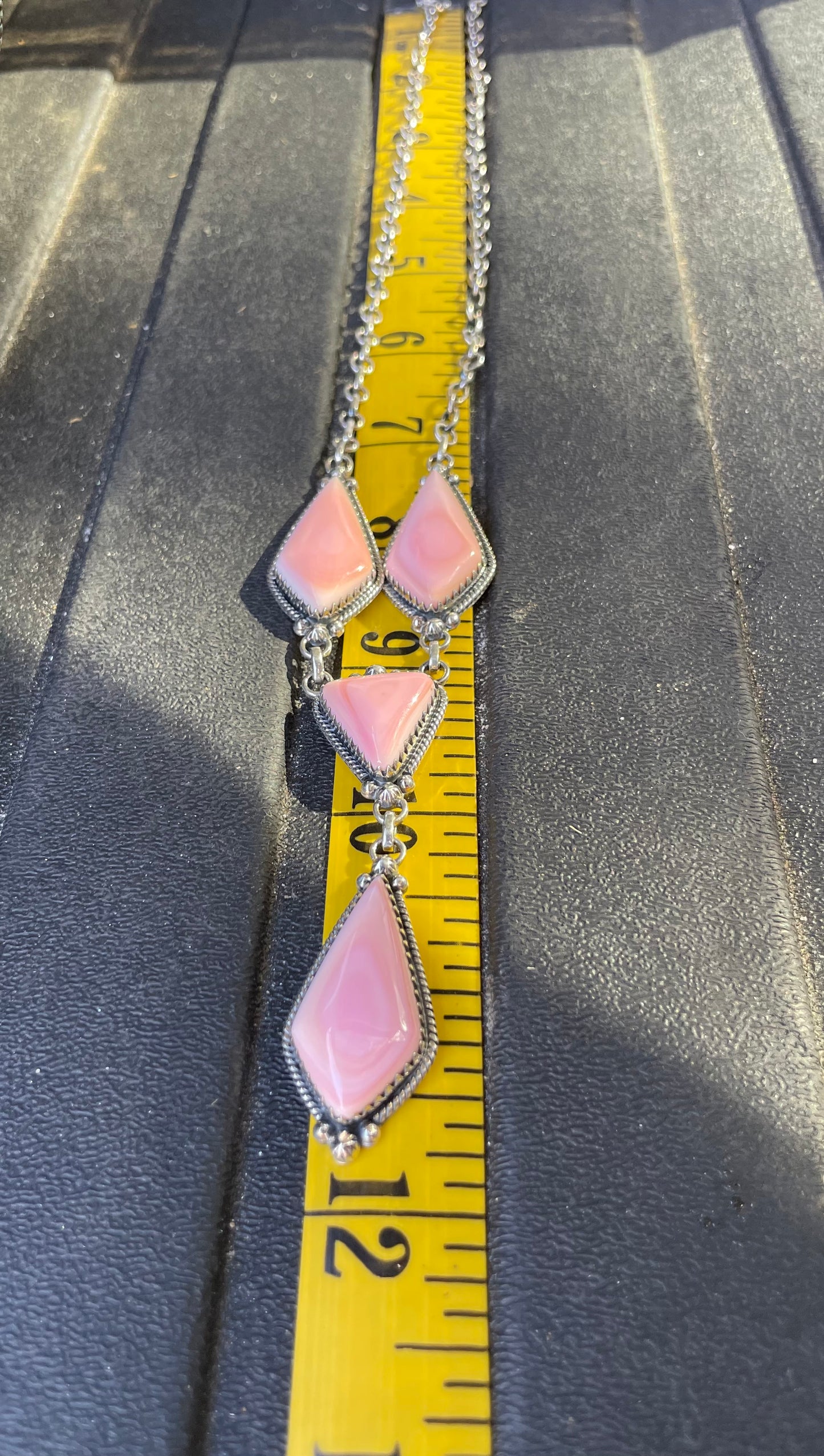 Pink Conch Lariat Necklace | 925 Sterling Silver B664