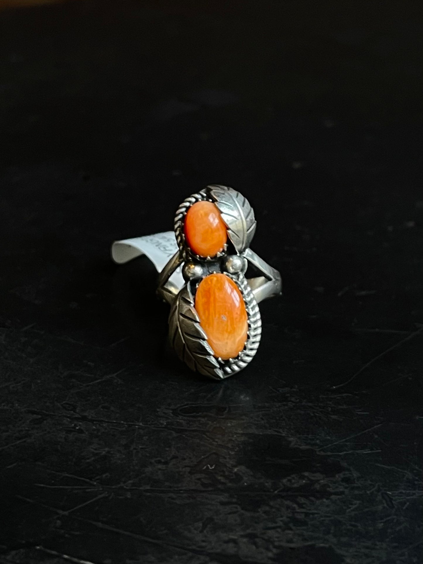 Spiny Oyster Dual Leaf Ring | Sterling Silver | Size 6 | A238