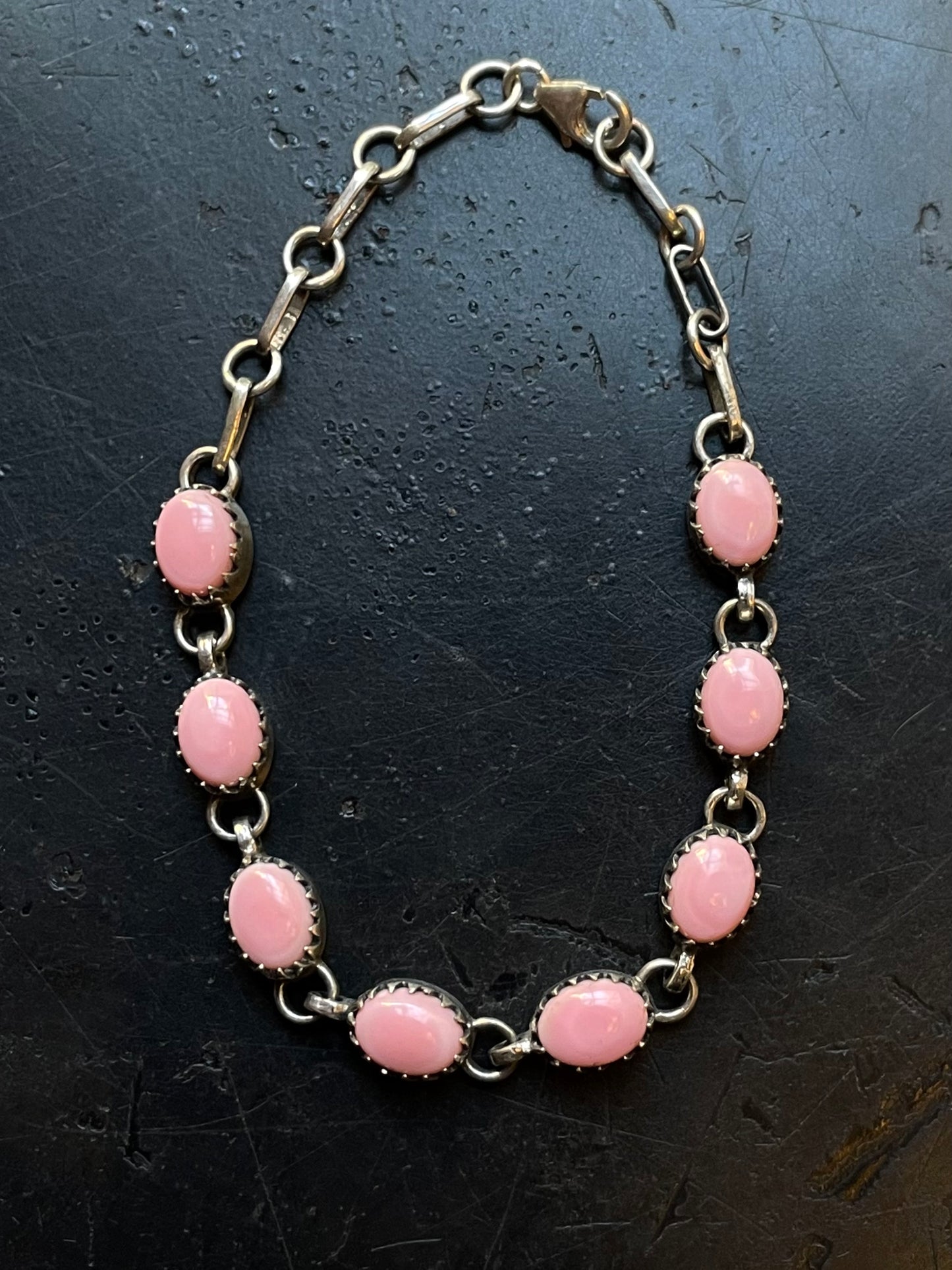 Pink Conch Link Bracelet | Sterling Silver E836