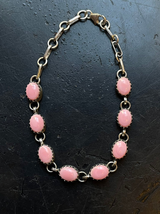 Pink Conch Link Bracelet | Sterling Silver E836