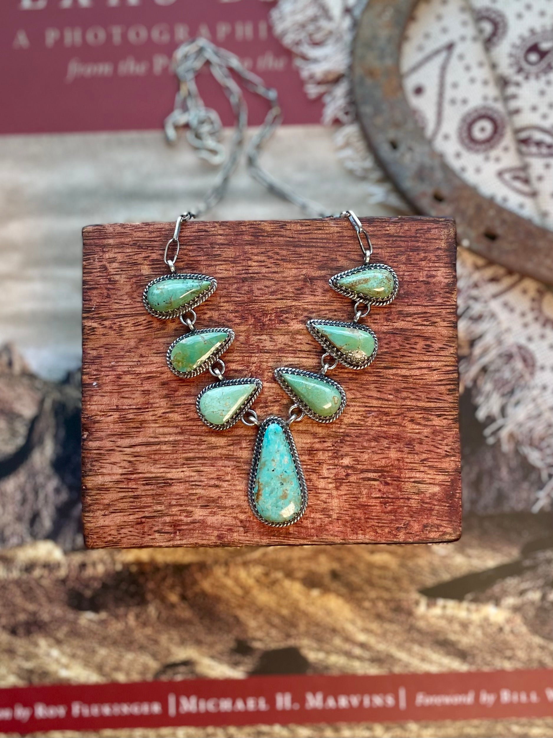 Green Turquoise Drop Necklace | 925 Sterling Silver D222