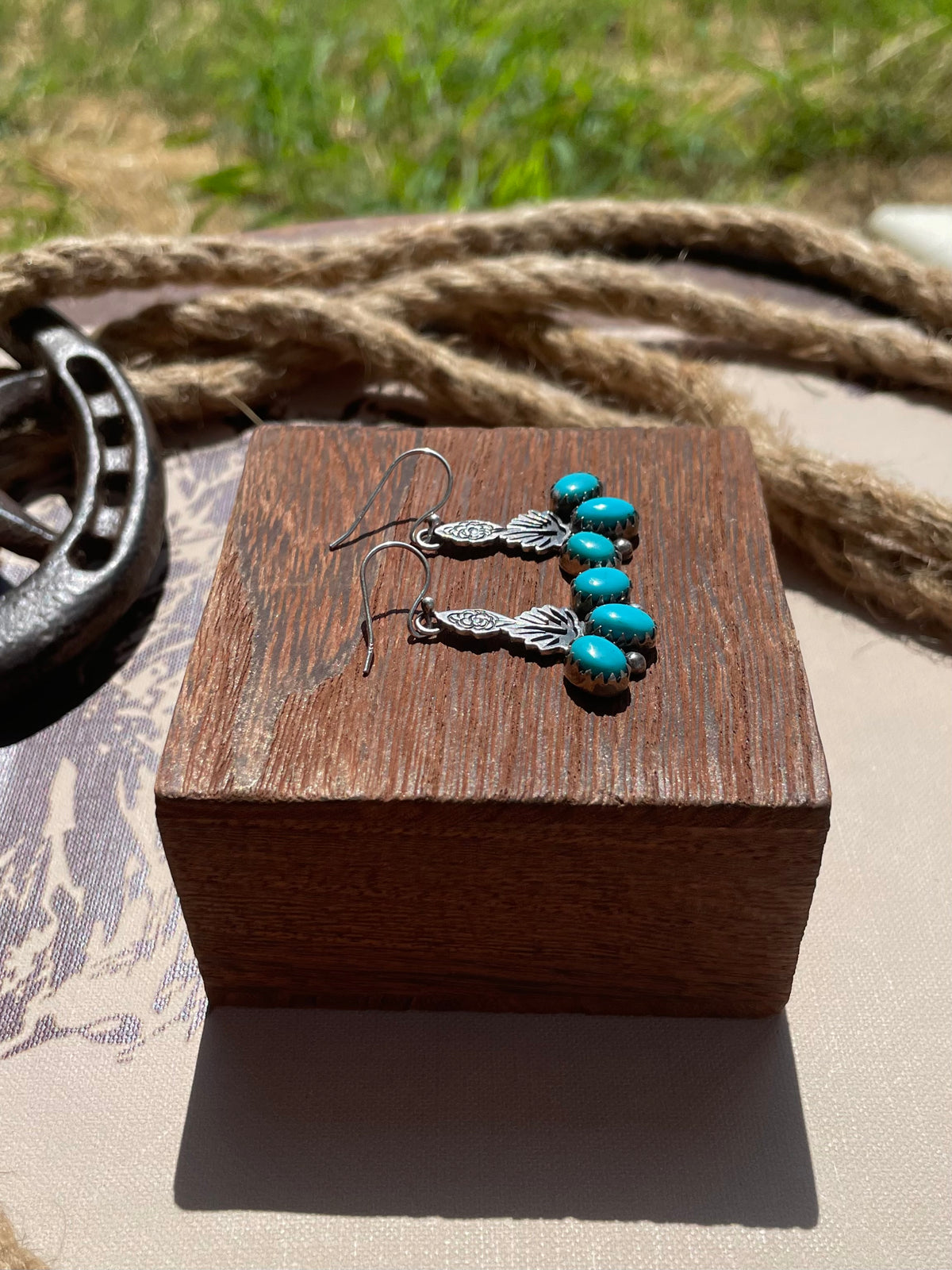 Turquoise Cluster Dangle Earrings | 925 Sterling Silver G709