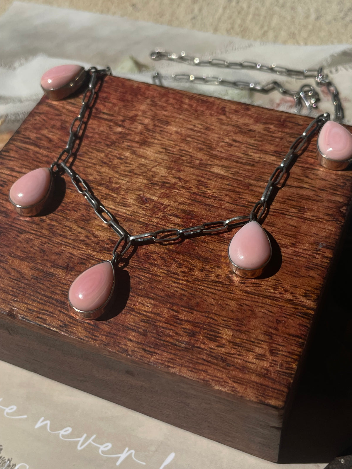 Pink Conch Teardrop Necklace | 925 Sterling Silver D240