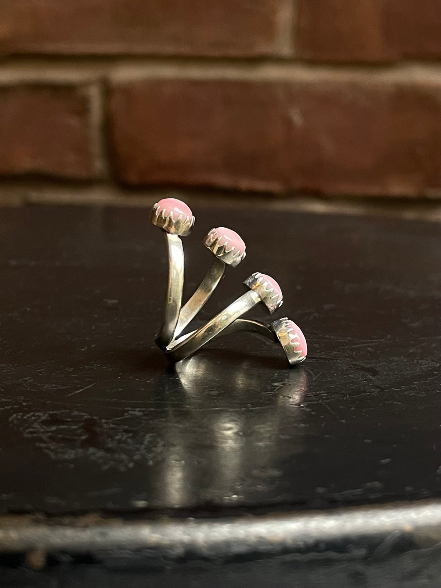 Pink Conch Bypass Ring Size 7 | 925 Sterling Silver G151