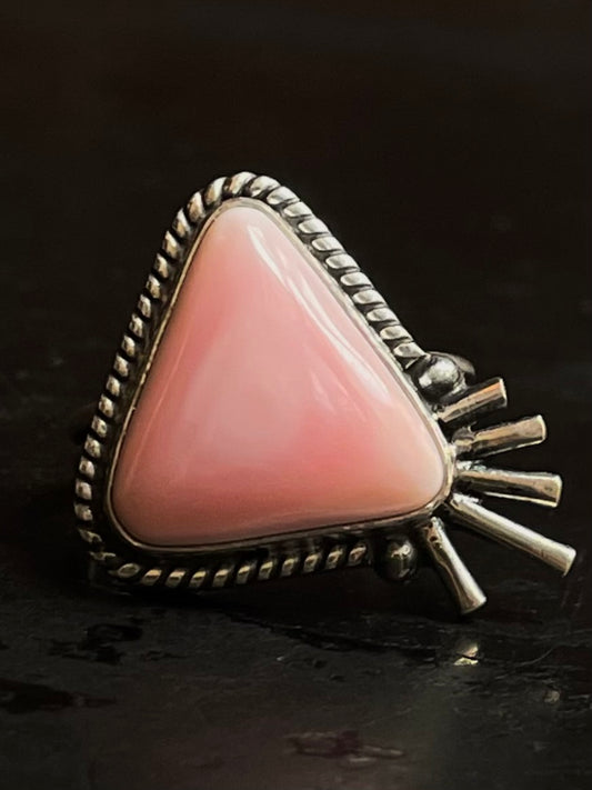 Pink Conch Ring Size 8 | 925 Sterling Silver G105