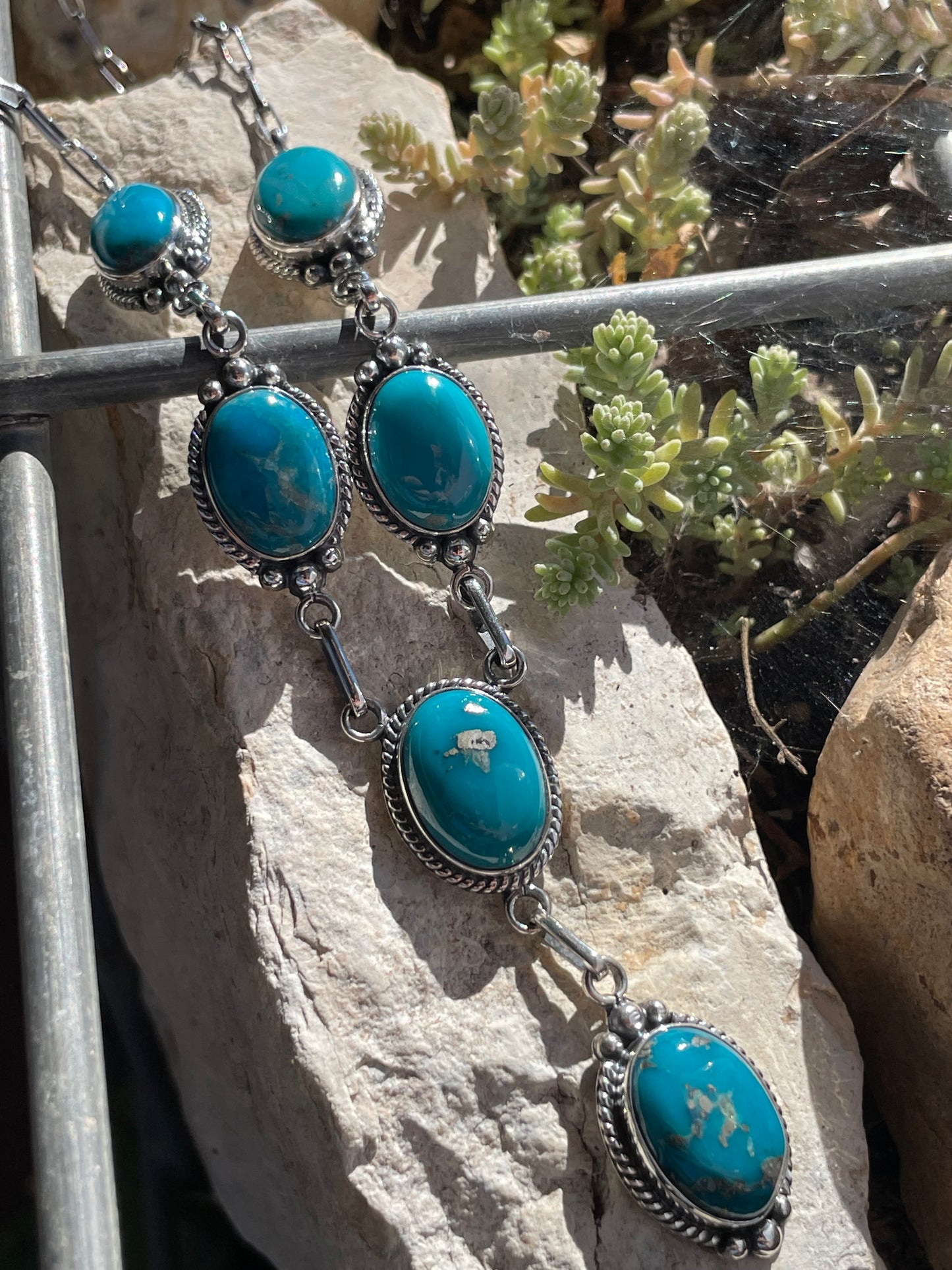 Kingman Turquoise Lariat Necklace | Sterling Silver 925 B879